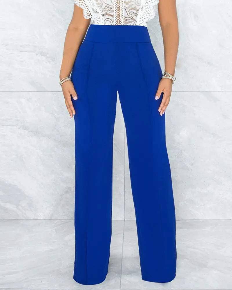 High waist straight leg pants