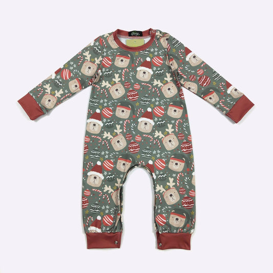 Candy Cane Bear Boy Romper