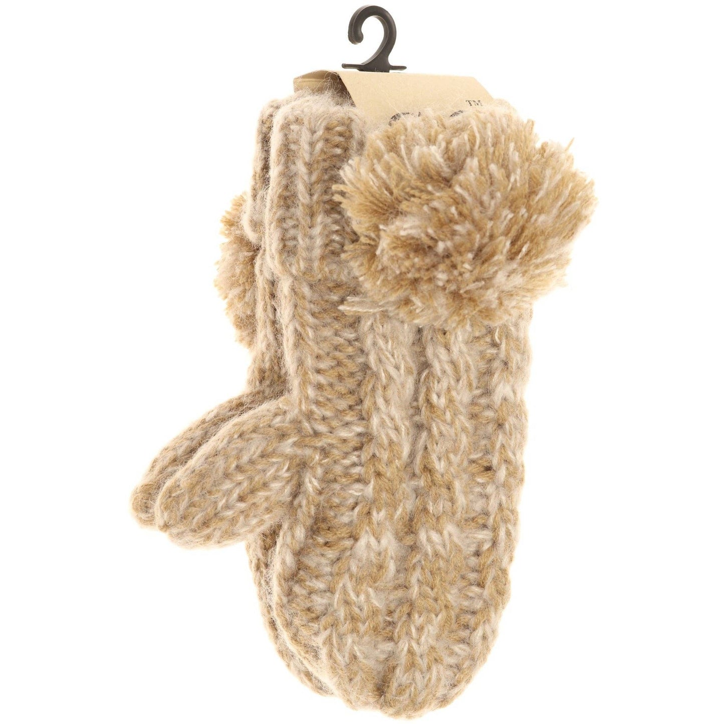 Kids CC Multi-Tone Double Pom Fuzzy Lined Mittens