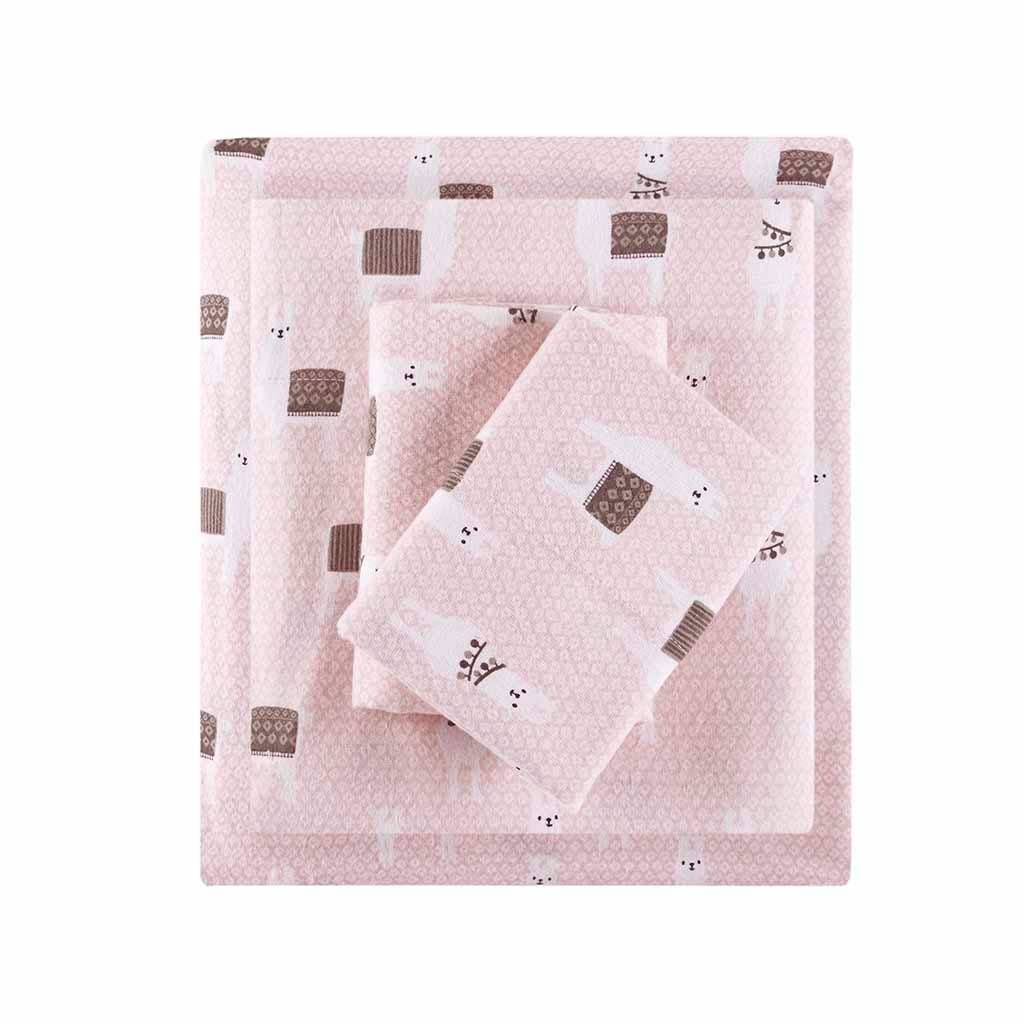 Pink Llamas Cotton Flannel Kids Sheet Set
