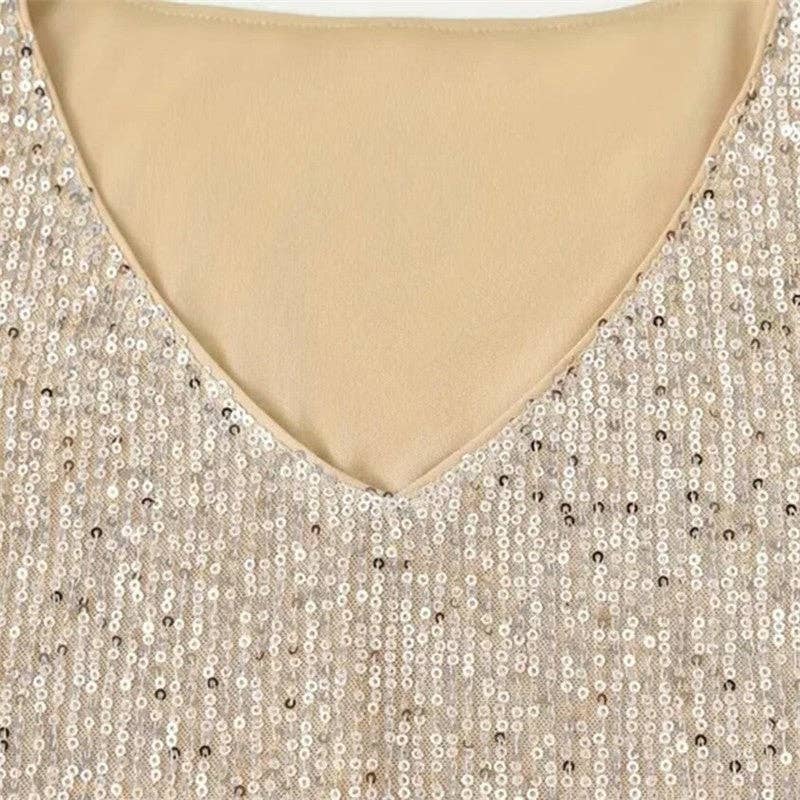 Sparkling V-Neck Loose Tank Top