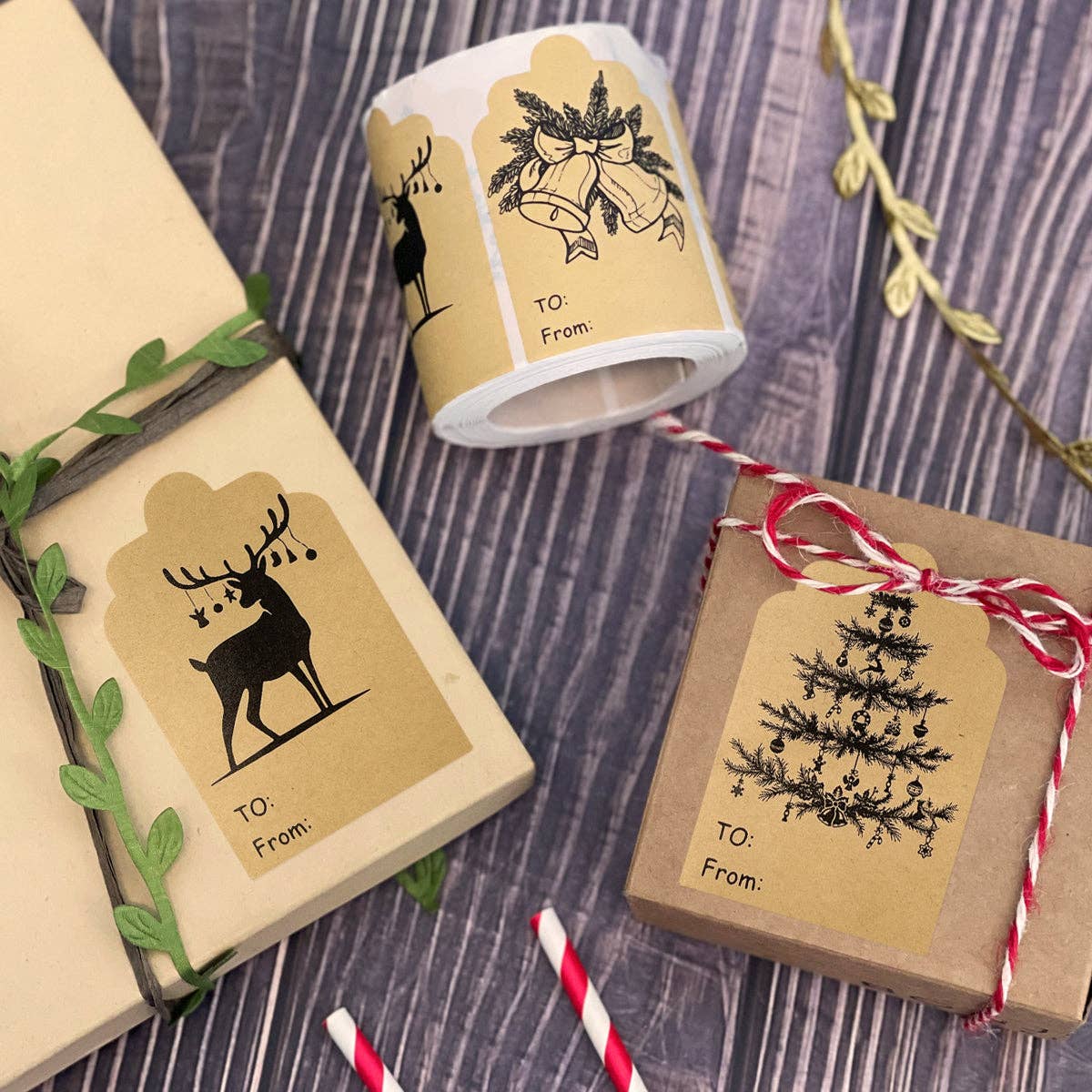 Wrapables Christmas Holiday Gift Tag Stickers and Labels