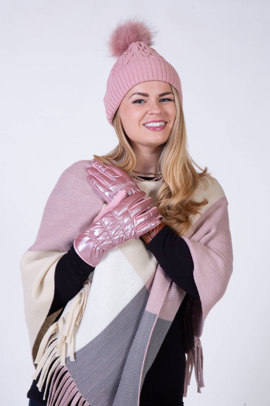 Puffer Fleece Lined Gloves, 5 Assorted