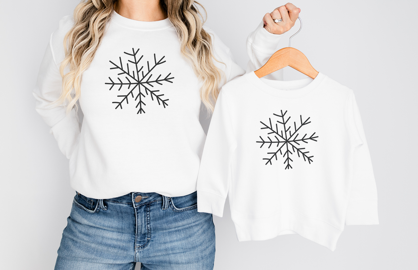 Snowflake Sweatshirt, Minimal Holiday Family Christmas