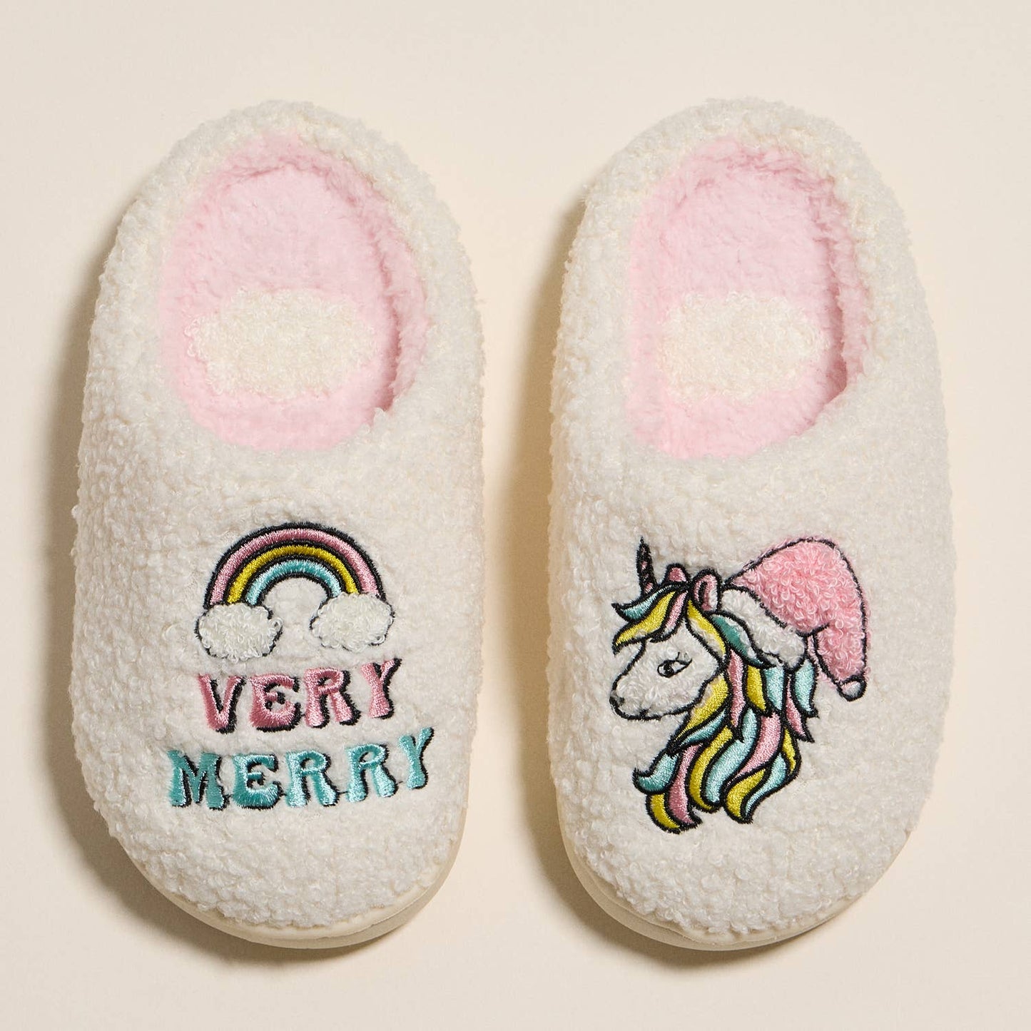 Kids’ Very Merry Christmas Unicorn Slippers for Christmas Gift