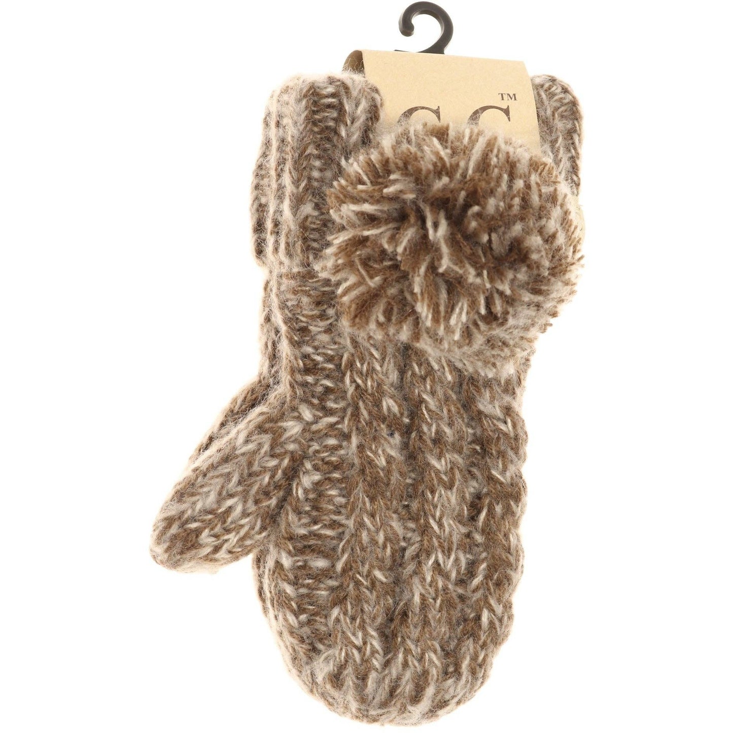 Kids CC Multi-Tone Double Pom Fuzzy Lined Mittens
