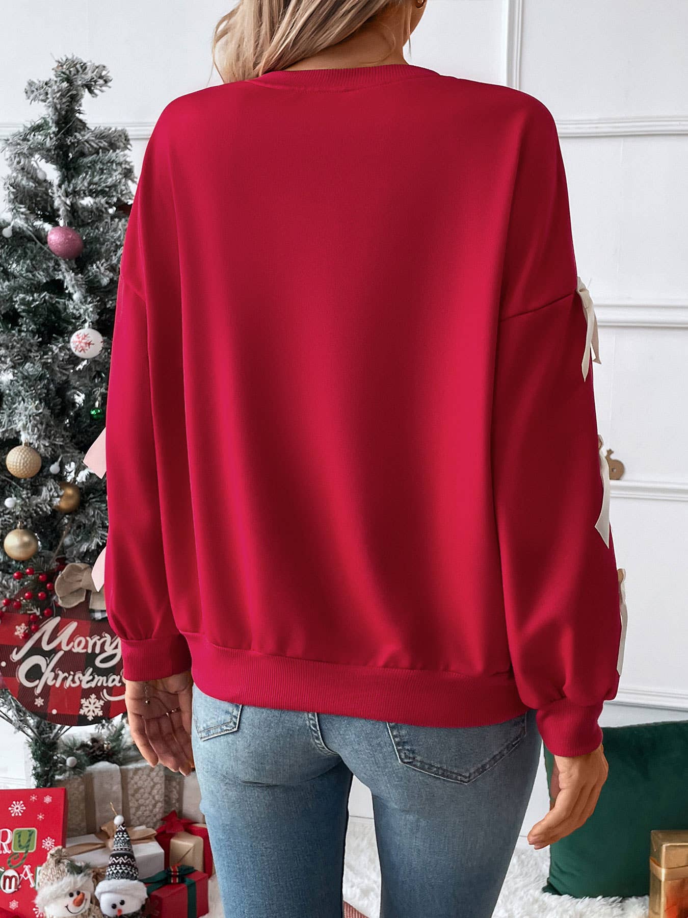 Autumn and winter sweet style top  bow  sweatshirt for women