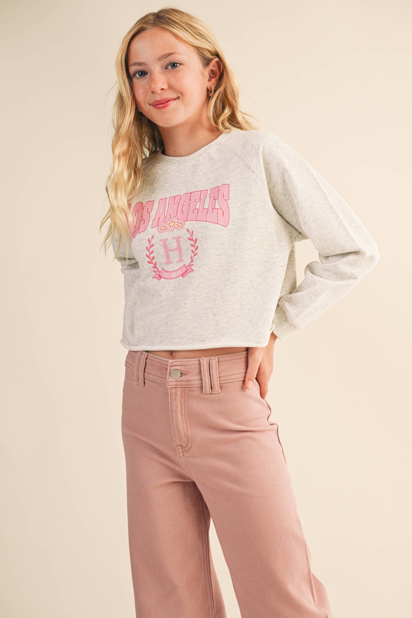 TWEEN KIDS GIRLS CROPPED RAGLAN SWEATSHIRT (7-14)