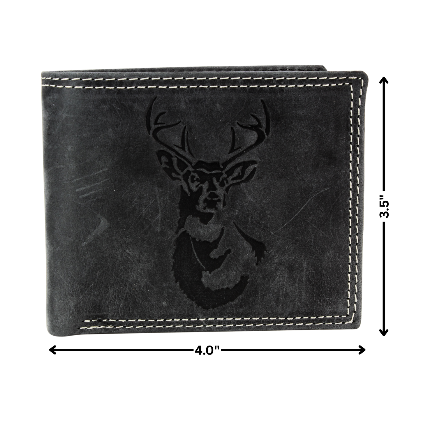 Men’s Bi-Fold Wallet with Deer Antler Emboss ABMWVT 03