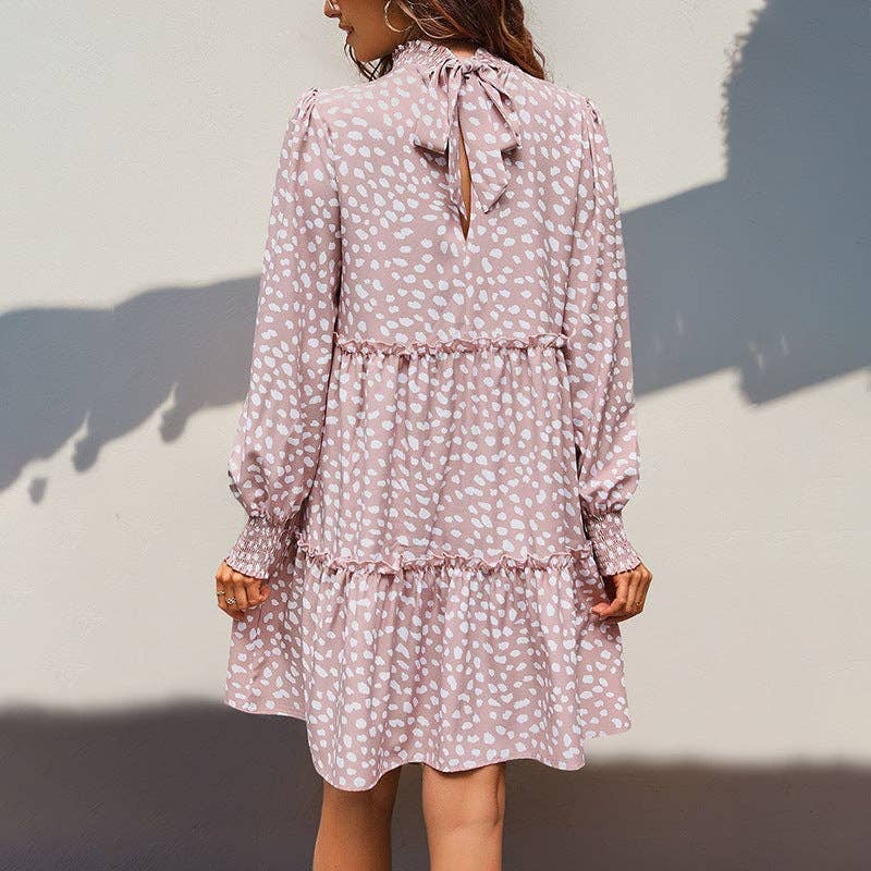 Leopard Print Long-sleeved Dress