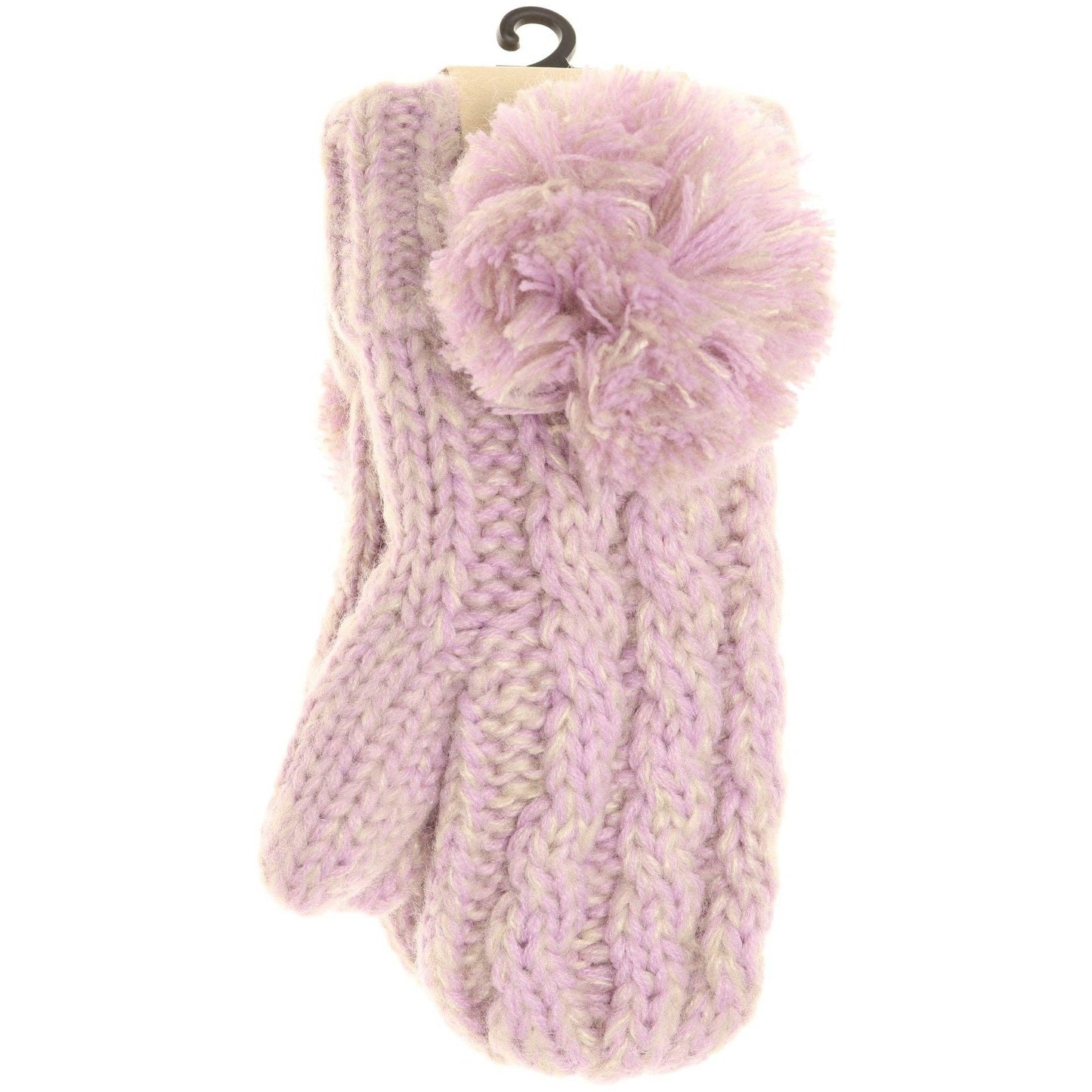 Kids CC Multi-Tone Double Pom Fuzzy Lined Mittens