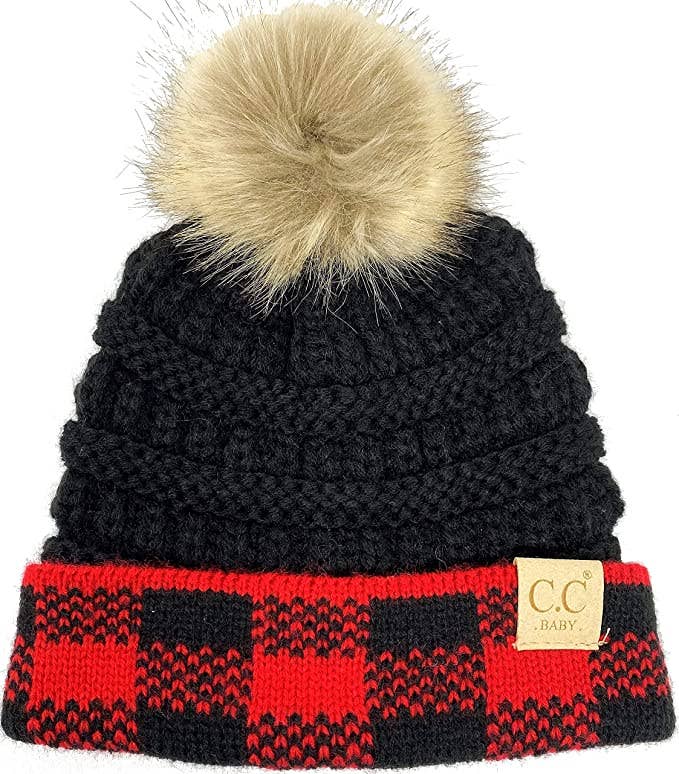 Single Pom Buffalo Check Cuff (Black/Red)