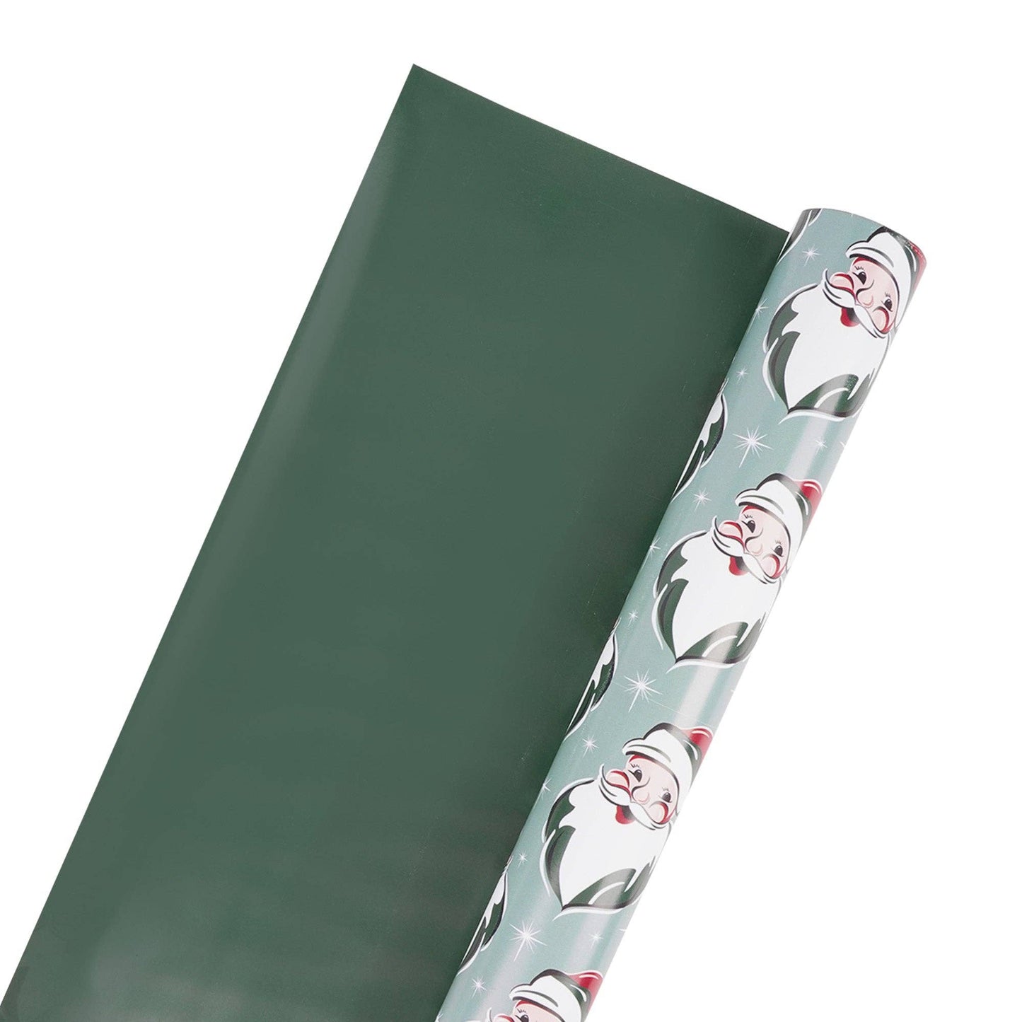 Reversible Holiday Wrapping Paper Retro Santa/Green