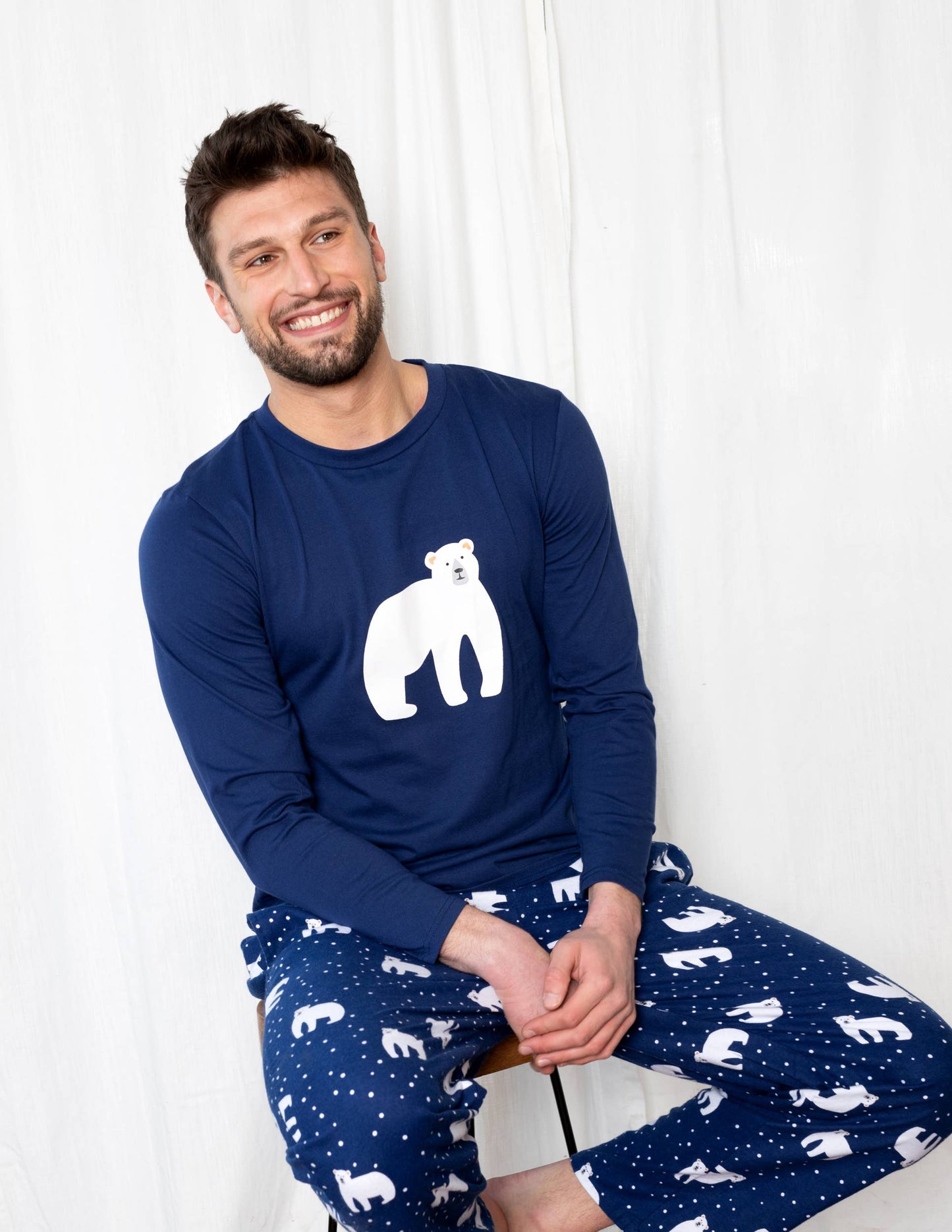 Mens Cotton Top & Flannel Pants Pajama Set