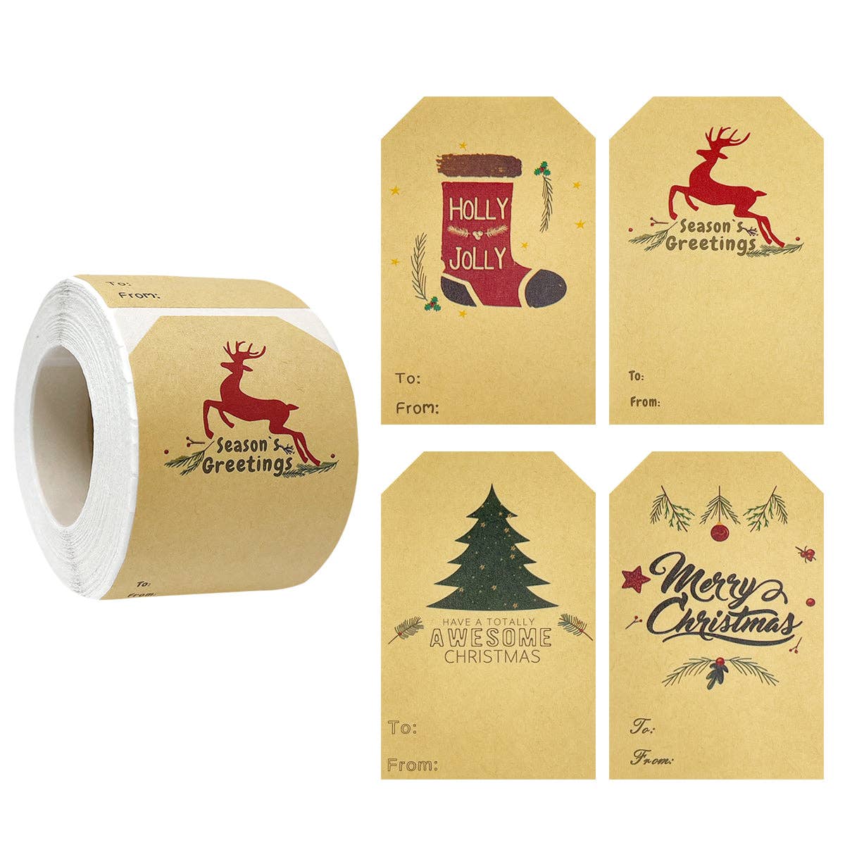 Wrapables Christmas Holiday Gift Tag Stickers and Labels
