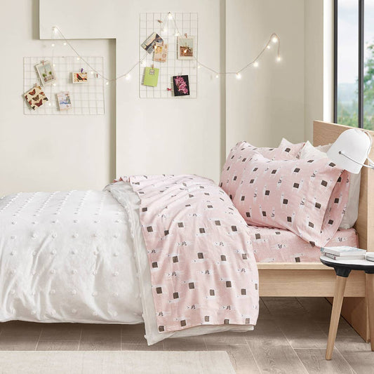 Pink Llamas Cotton Flannel Kids Sheet Set
