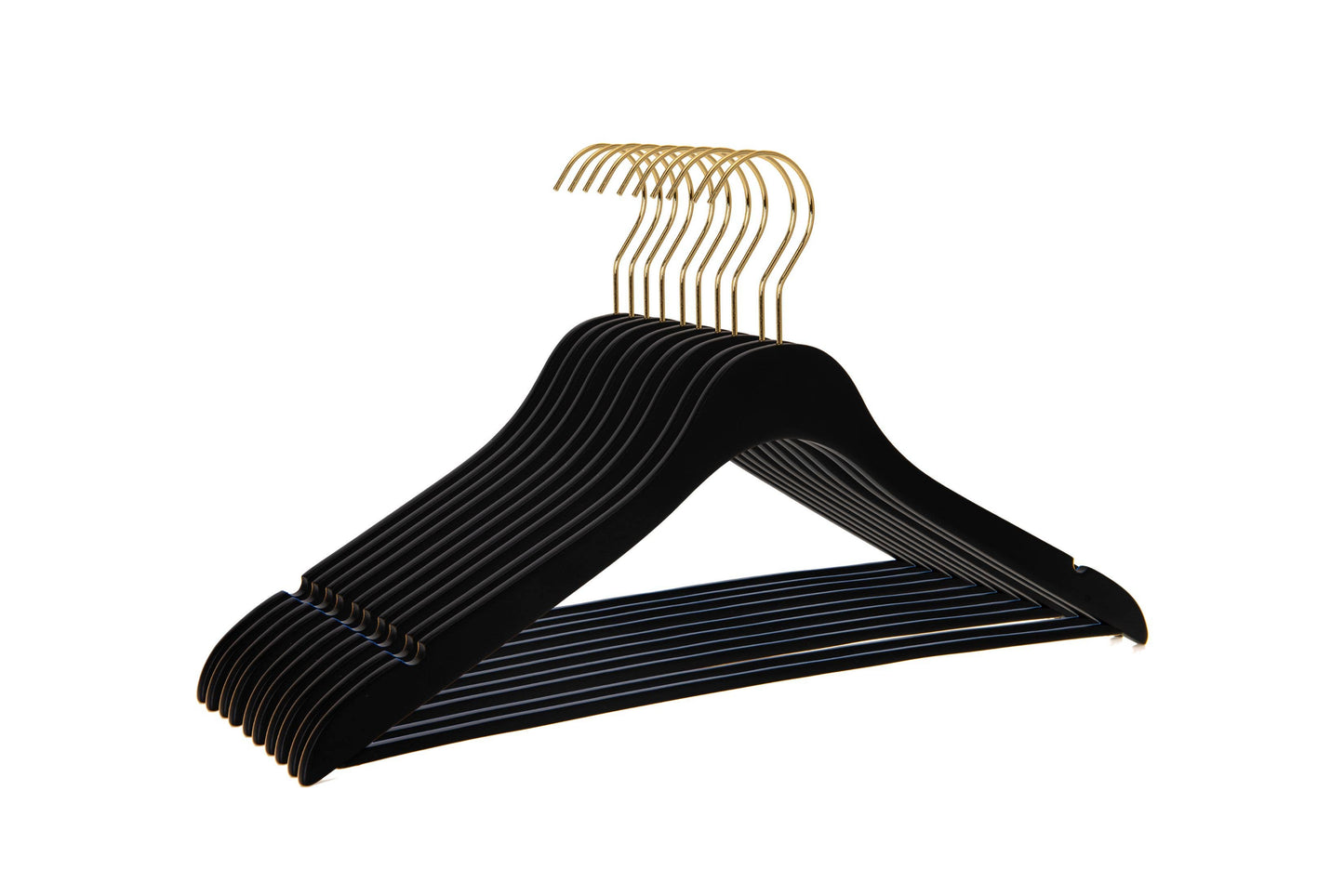 WS70 Ultra Slim Suit Hangers with Pant Bar Black/gold - 100
