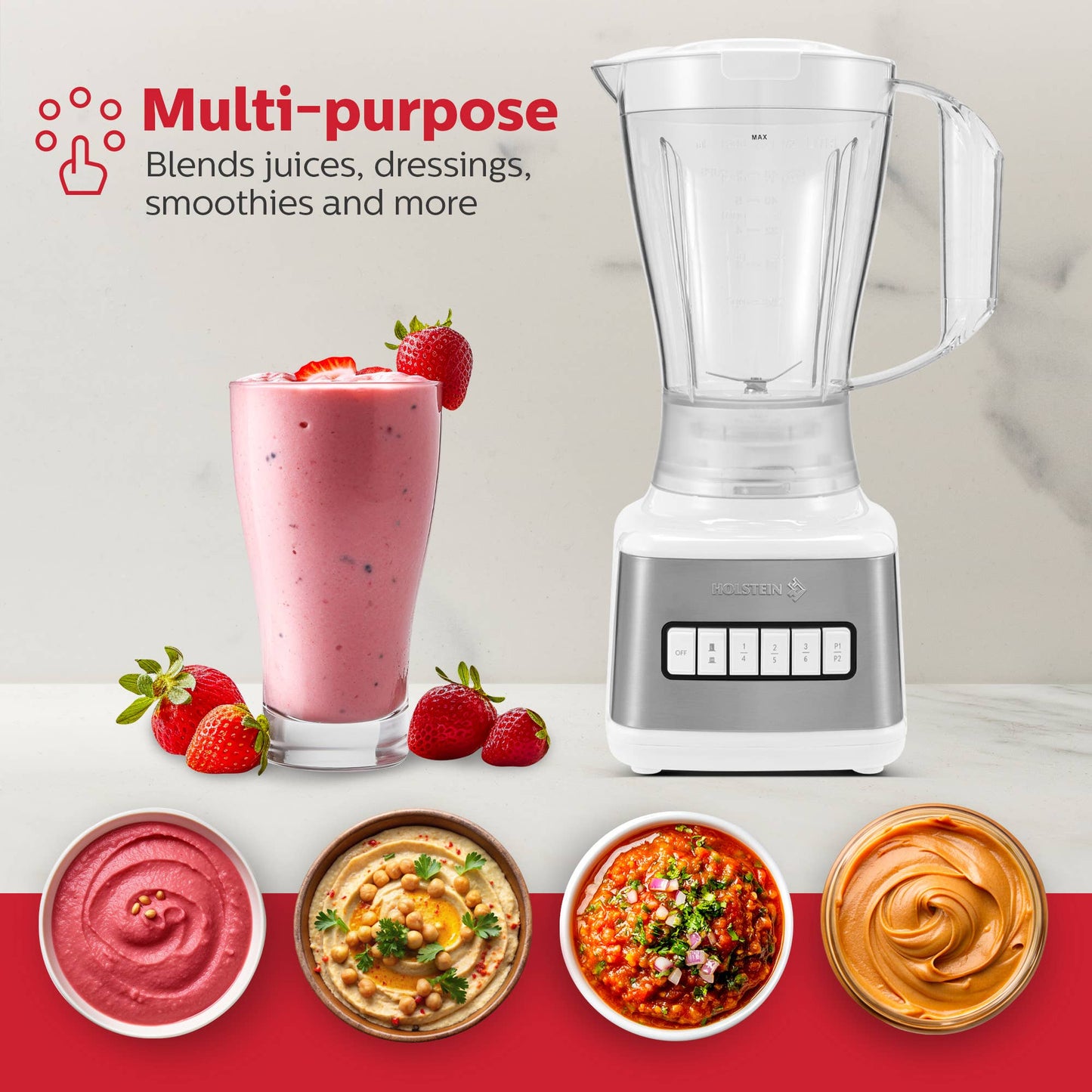 8-SPEED BLENDER WITH PLASTIC JAR WHITE - SINGLE UNITS