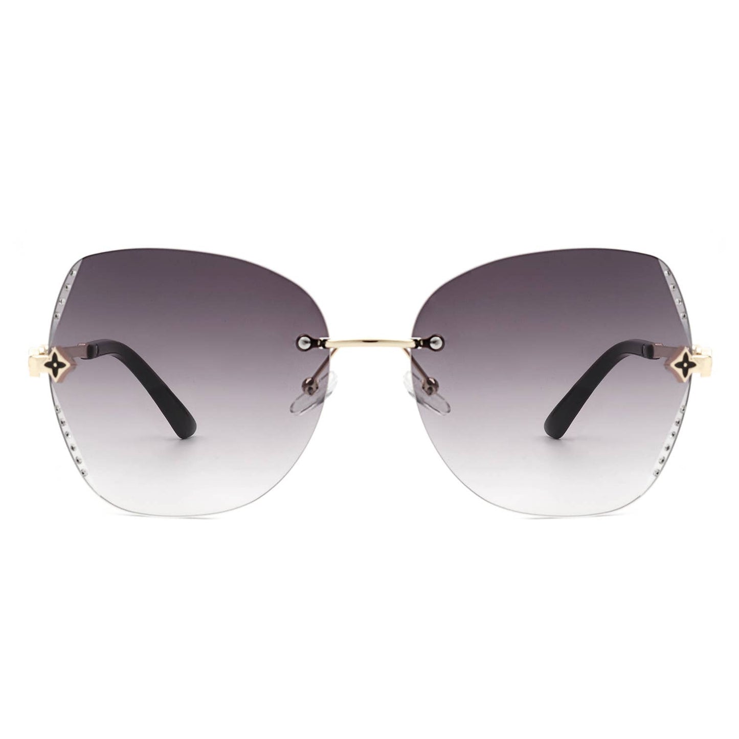 Oversize Rimless Butterfly Rhinestone Fashion Sunglasses