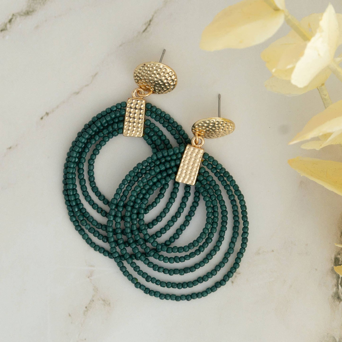 Marise Hoop Seed Bead Nickel-Free Drop Earrings