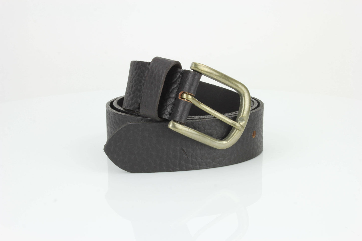 Distressed Grain Leather Belt with Embossed Patch ABB 023