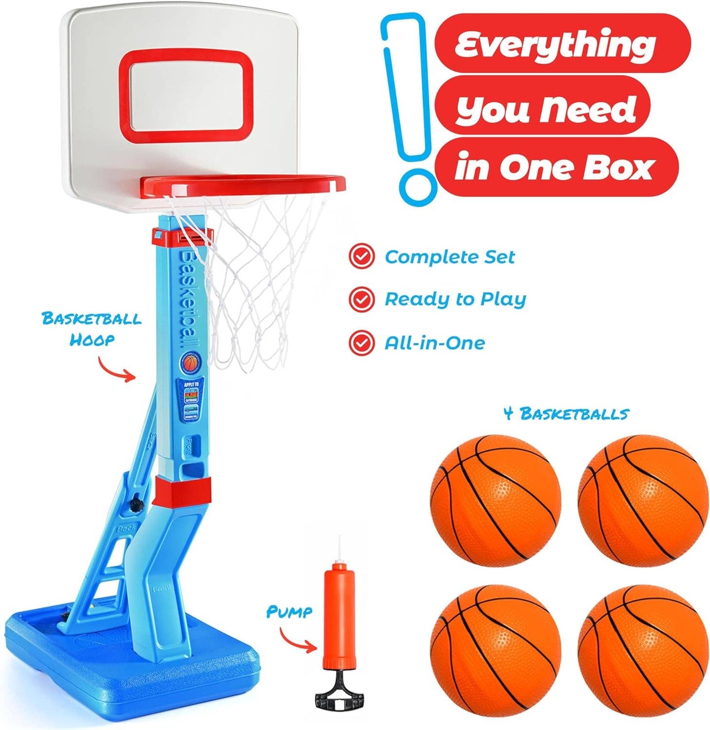Basketball Hoop for Toddler Kids Height Adjustable Set