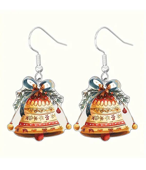 ( Y372 )  CHRISTMAS THEME ACRYLIC EARRING - BELL