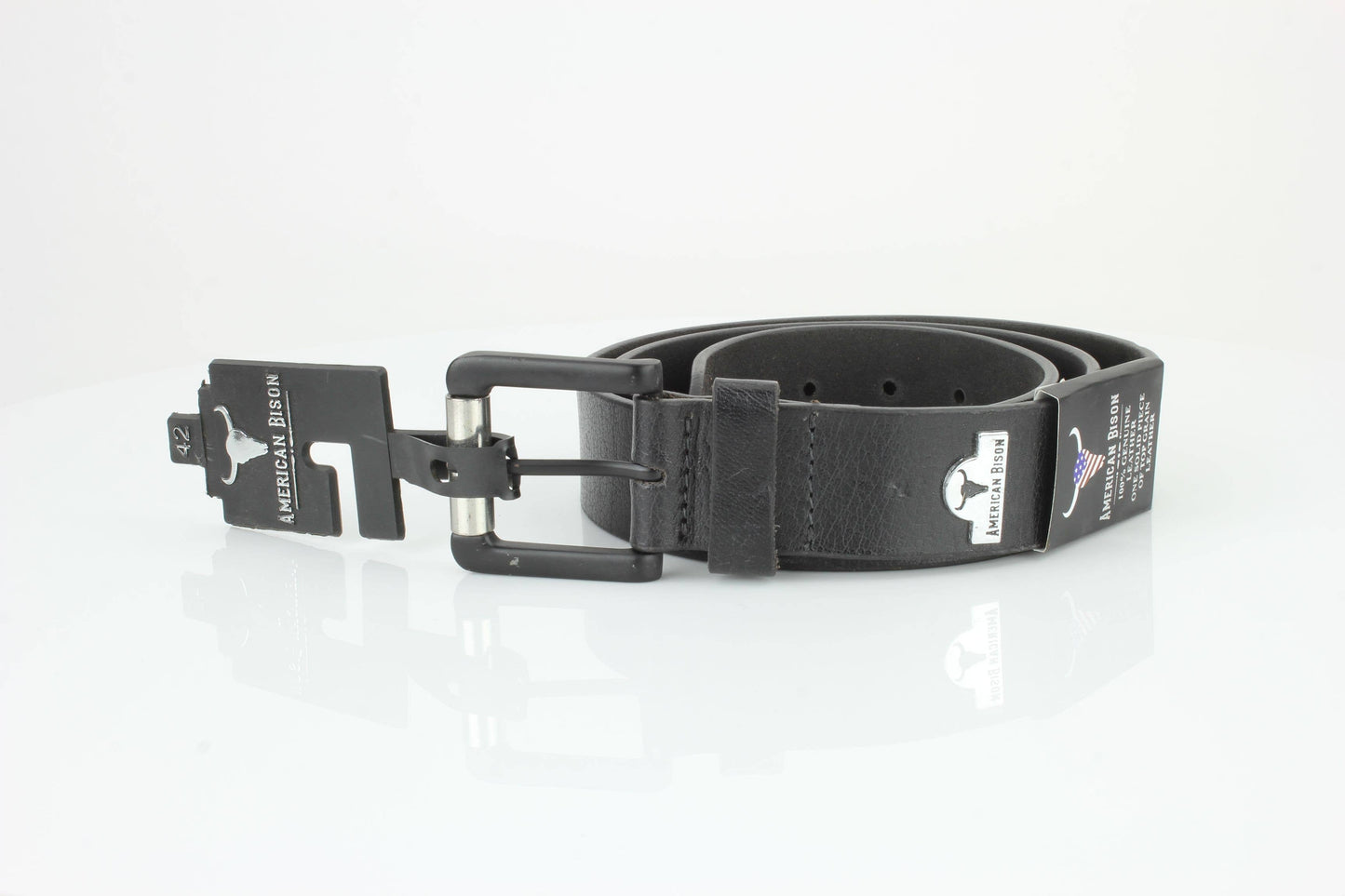 Full Grain Leather Belt with Bison Medallion ABB 007