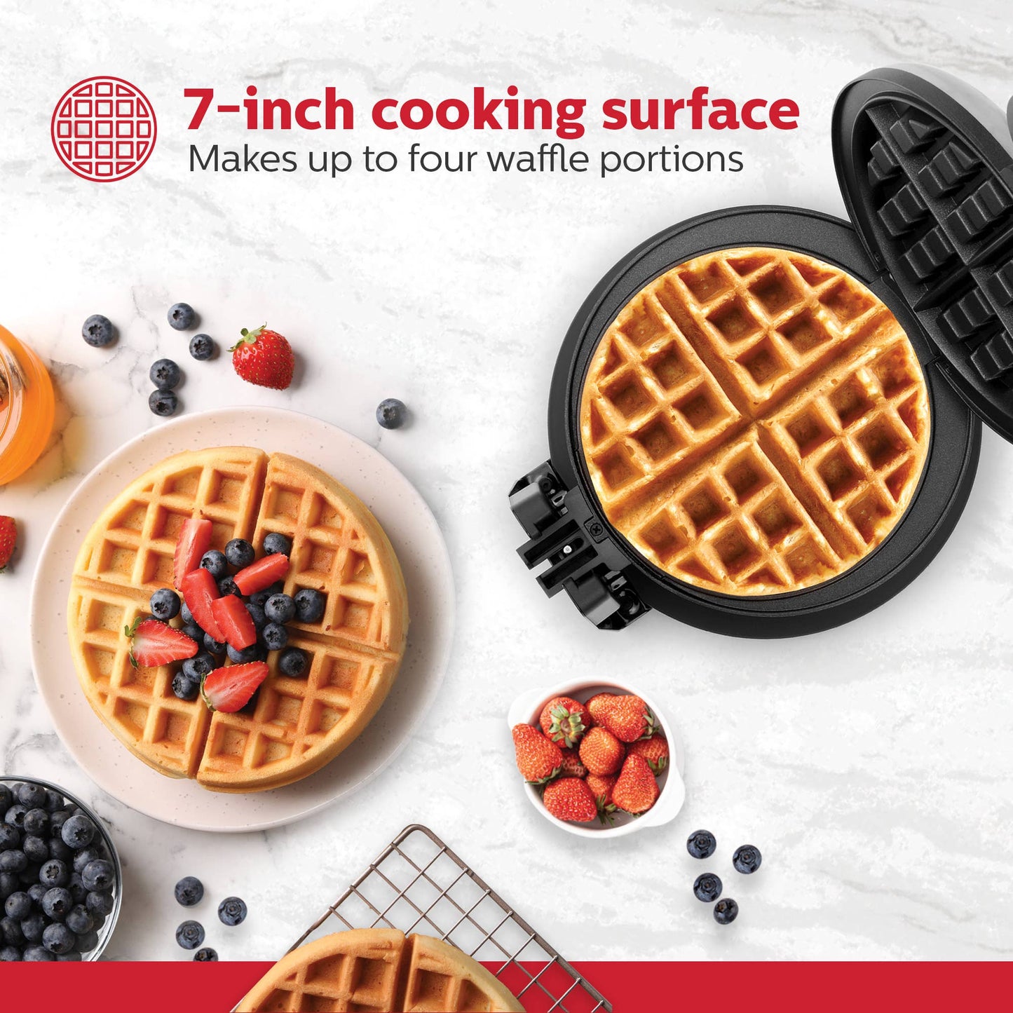 7" Rotary Belgian Waffle Maker Stainless Steel - Individual