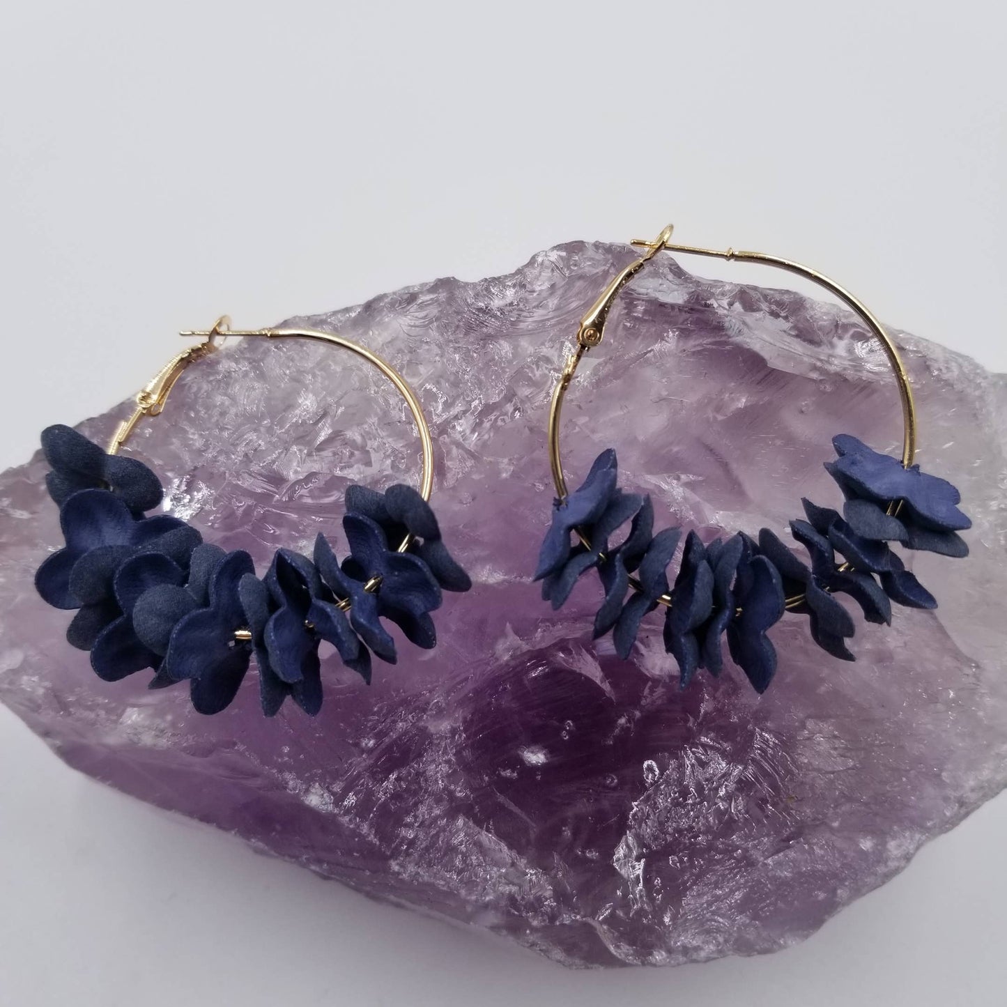 Handmade Cloth Flowers Hoop Earrings