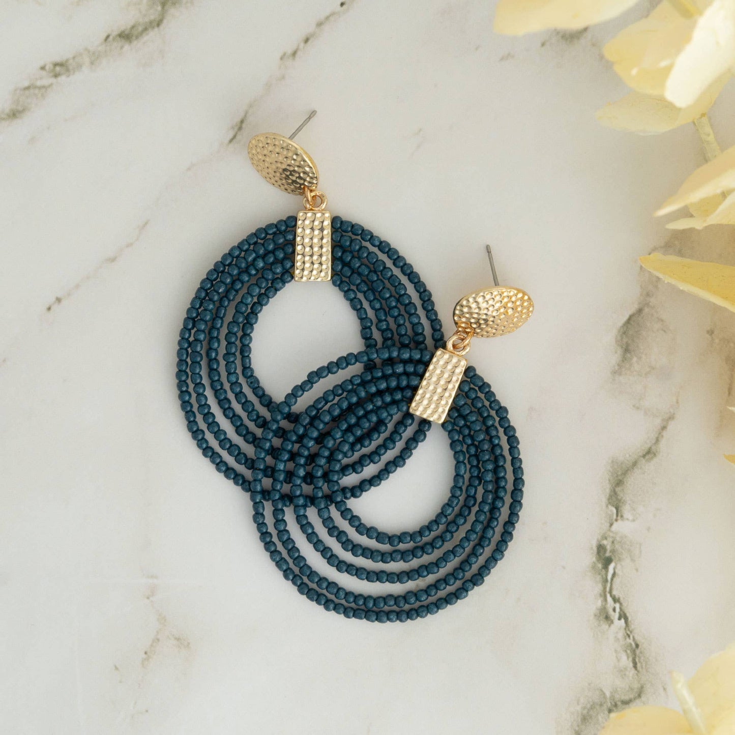 Marise Hoop Seed Bead Nickel-Free Drop Earrings