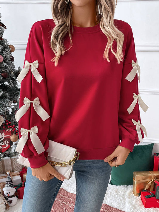 Autumn and winter sweet style top  bow  sweatshirt for women