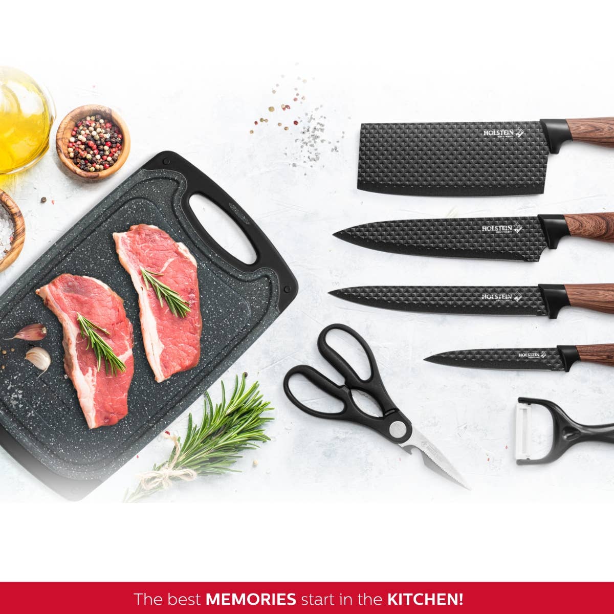 7 PIECE CUTTING BOARD & KNIFE SET