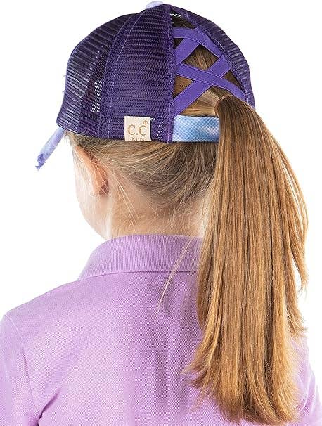 Kids Criss Cross Ponycap - Tie Dye - Purple