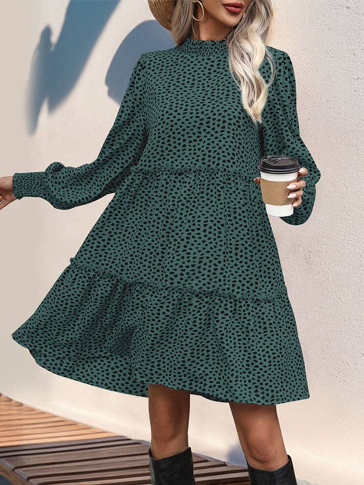 Leopard Print Long-sleeved Dress