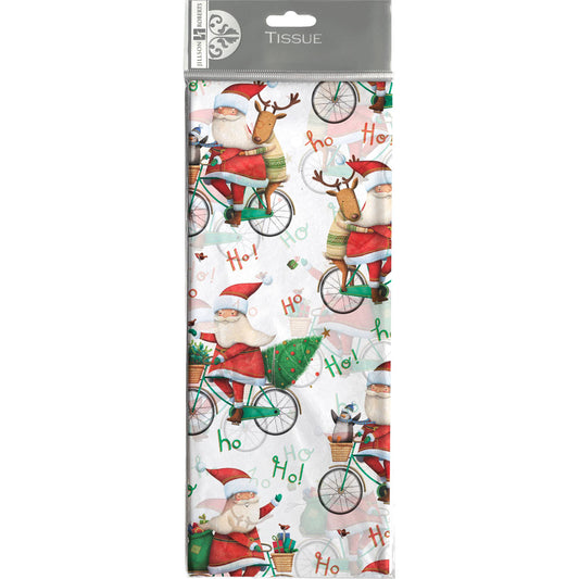Tissue - Printed Santa Bicycle
