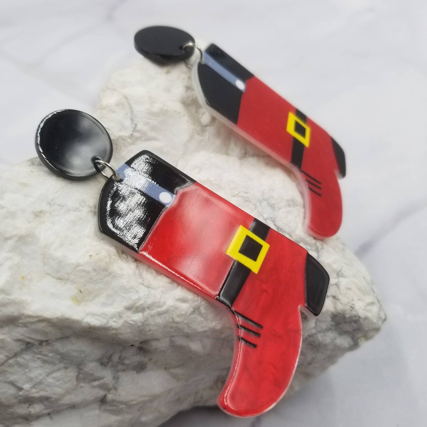 Red Santa Boot Earrings
