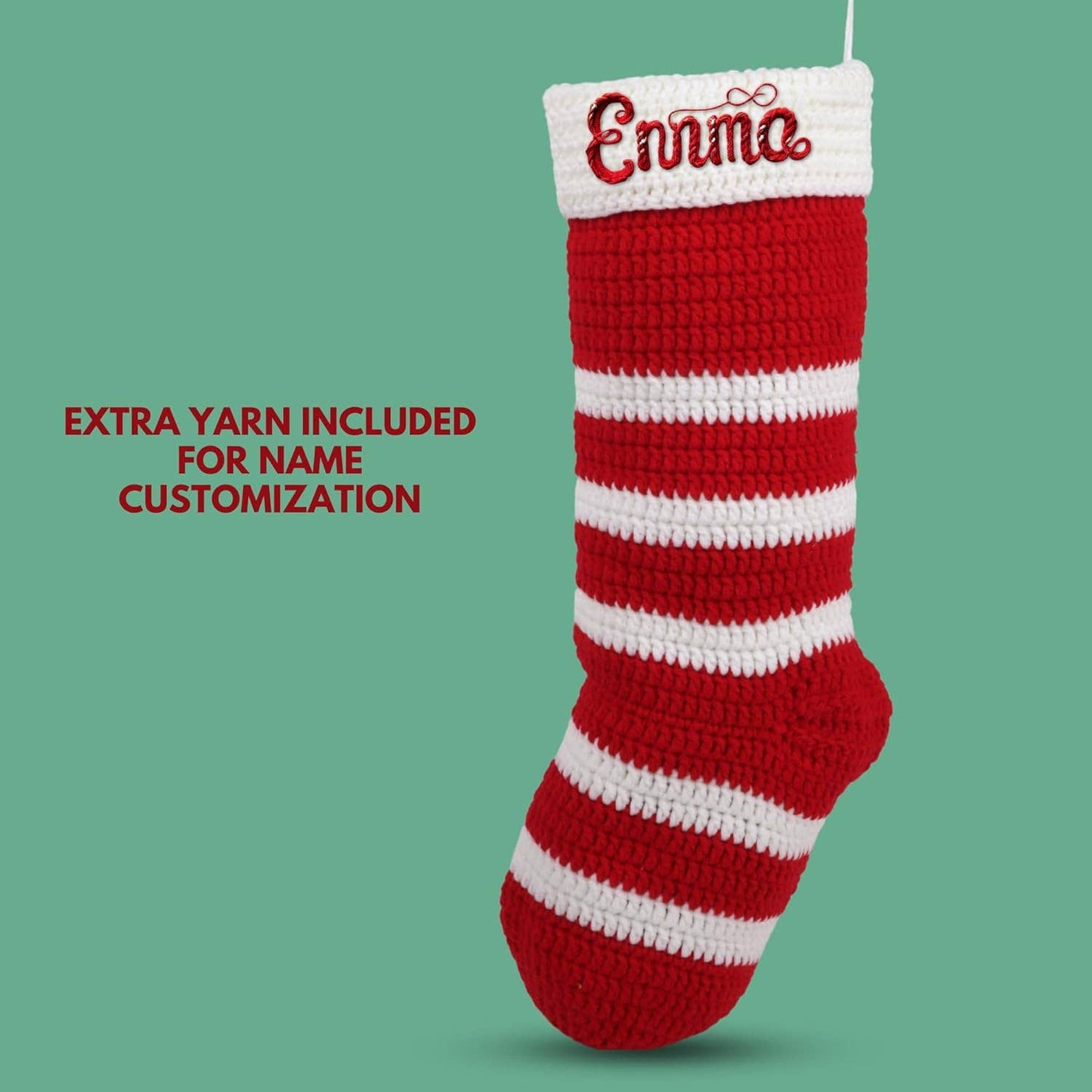 Red Christmas Stocking Crochet Kit, DIY Amigurumi Craft