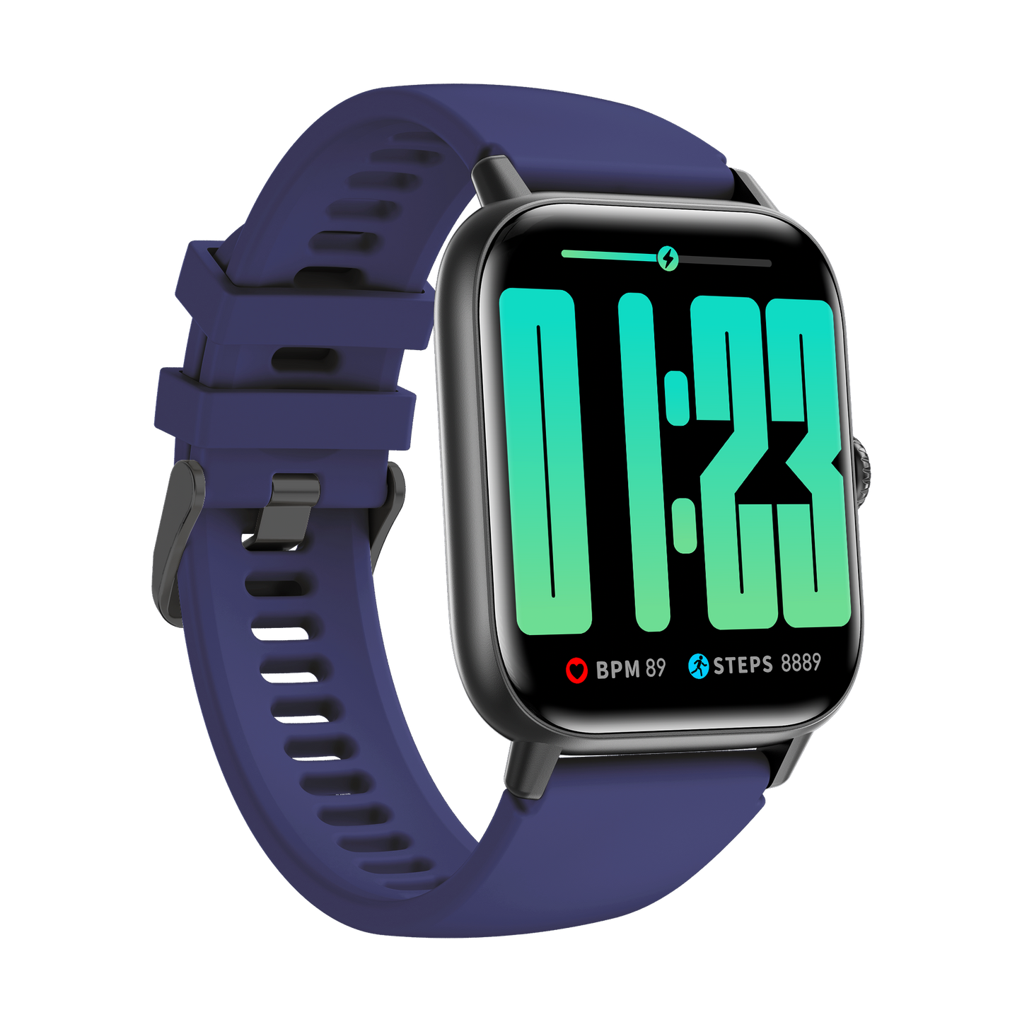 Smart Rectangle blue silicon watch works w/Android & Apple