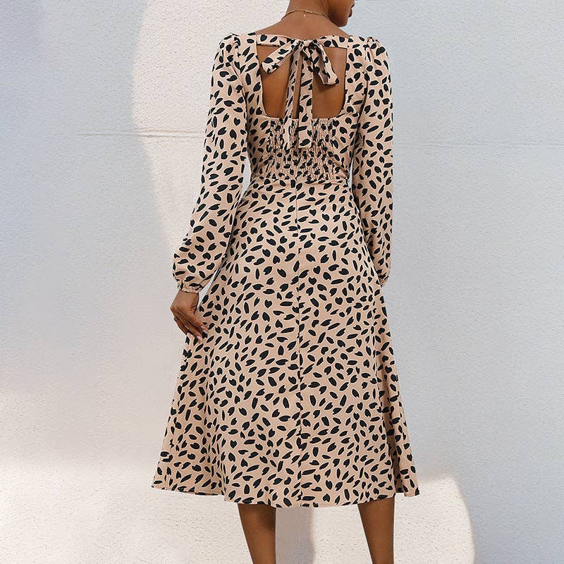 Long Sleeve Leopard Print Dress