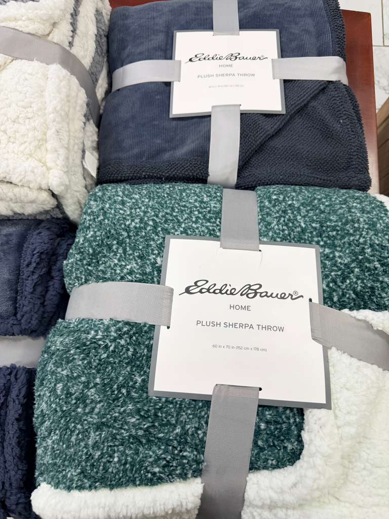 EDDIE BAUER Sherpa Flannel Fleece Throw Blanket - 60x70”