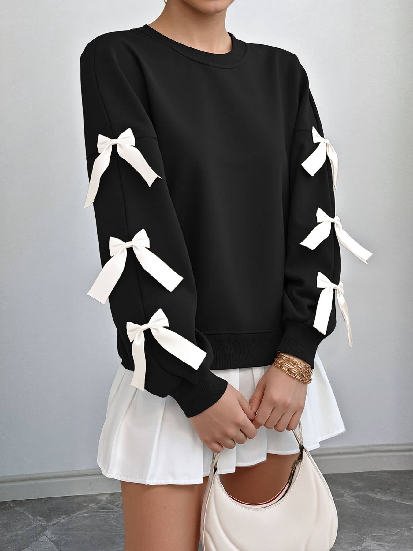 Autumn and winter sweet style top  bow  sweatshirt for women