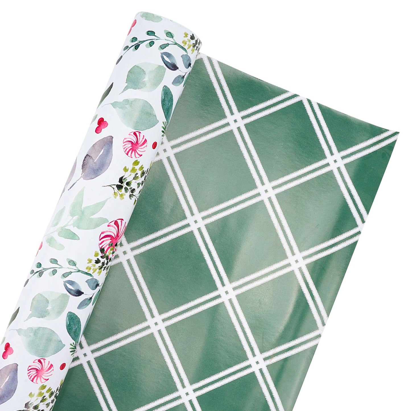 Reversible Holiday Wrapping Paper Watercolor Holly & Lattice