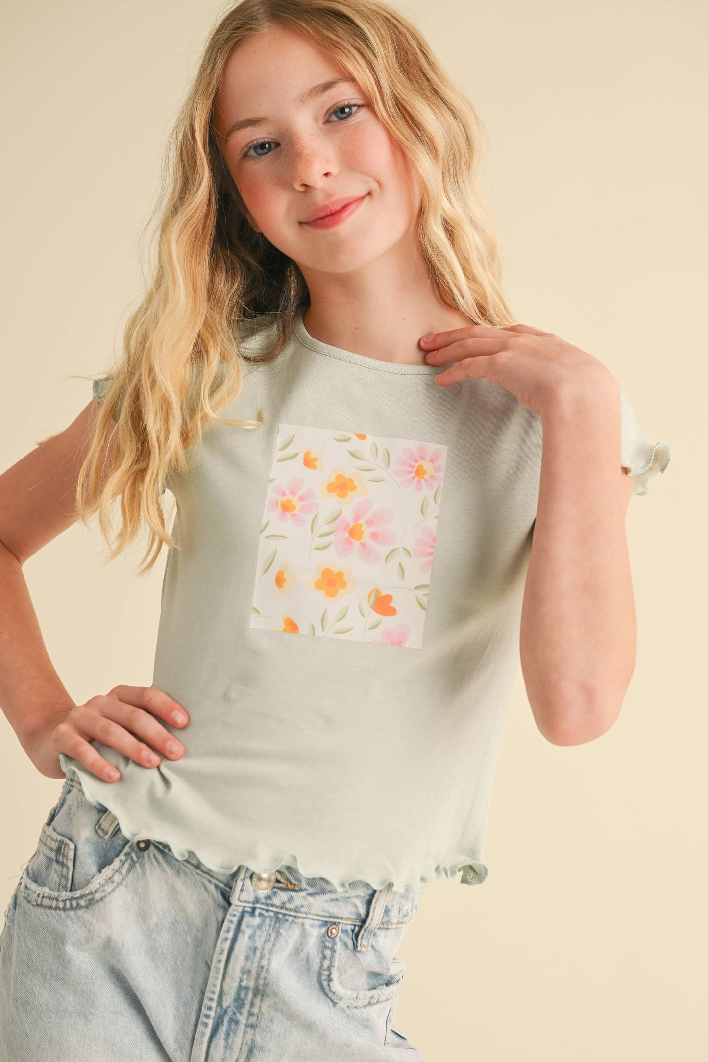 TWEEN GIRLS KIDS FITTED SCREEN TOP  (7-14)