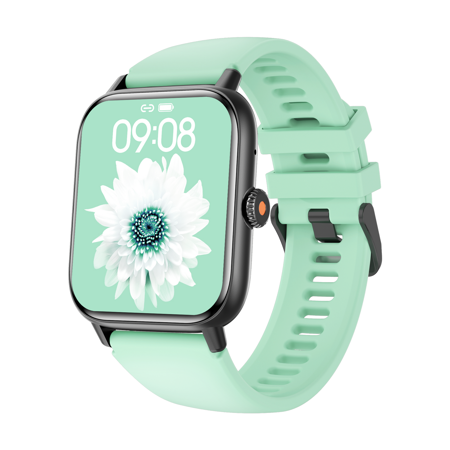 Smart Rectangle Green silicon watch works w/Android & Apple