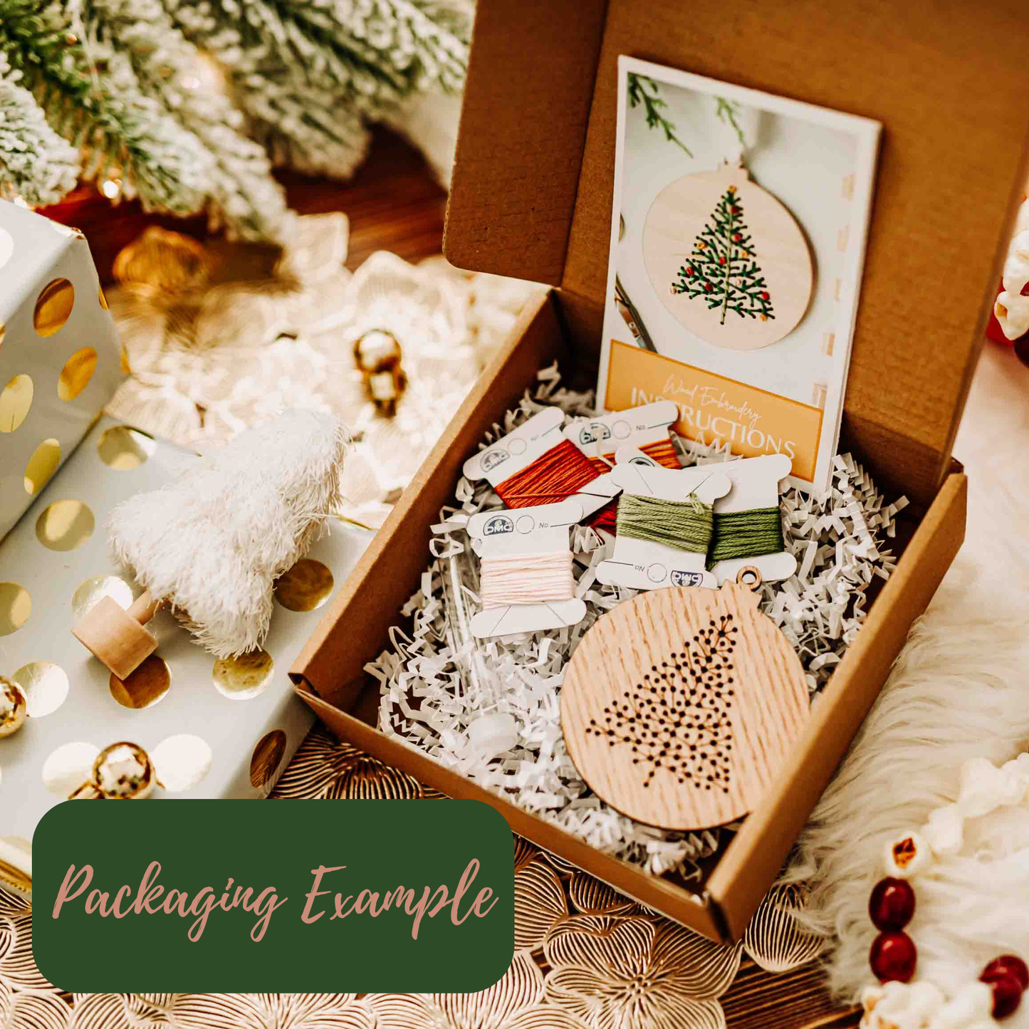 Christmas Tree Ornament Embroidery DIY Kit