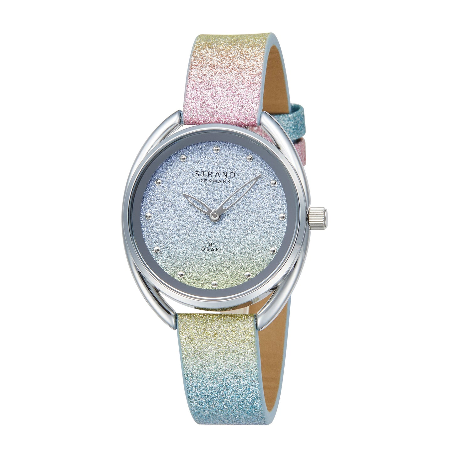 Rose - Steel sparkle dial Dial rainbow Leather strap watch