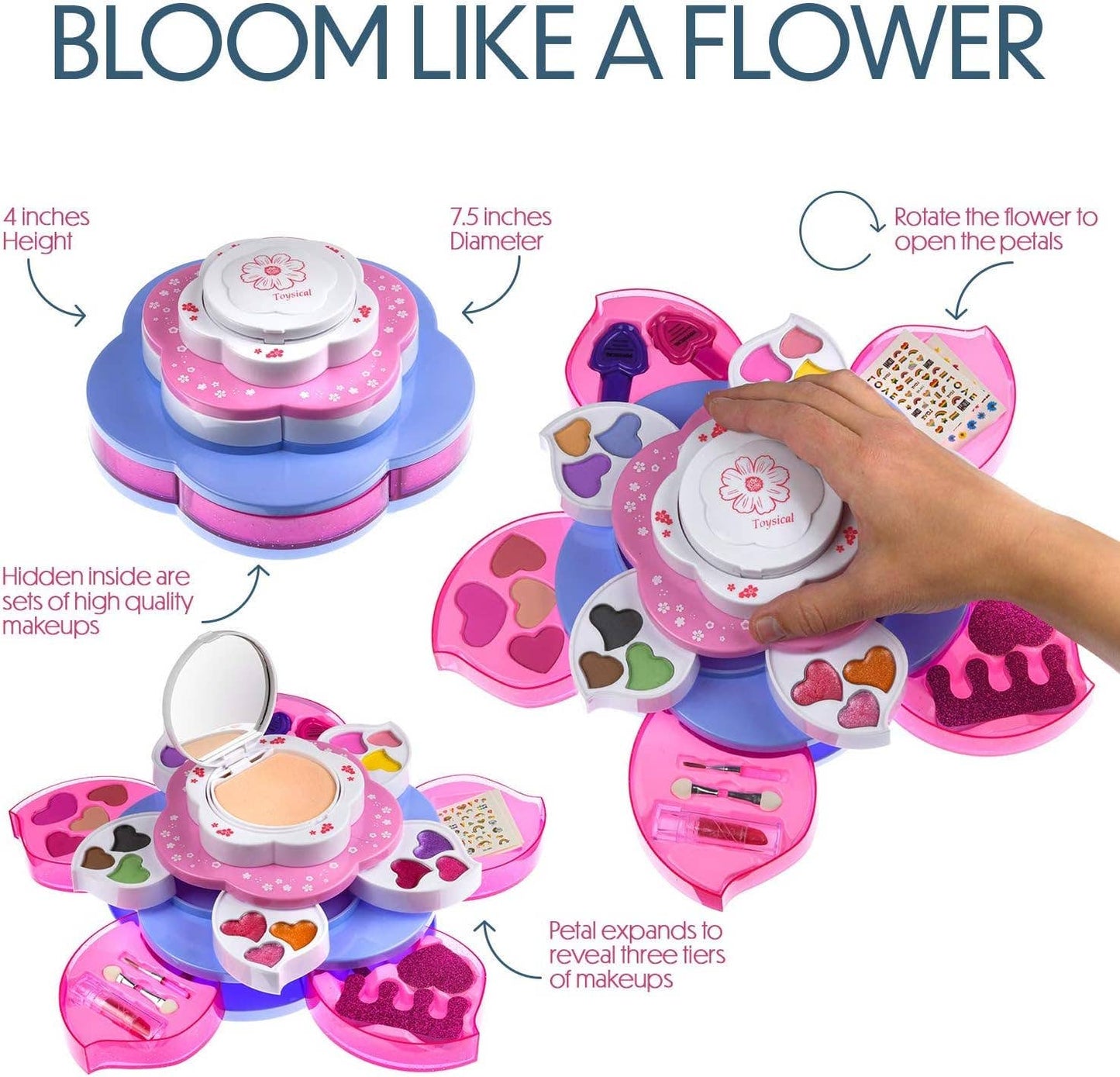 Kids Flower Shaped Washable Non Toxic Makeup Kit with Mirror