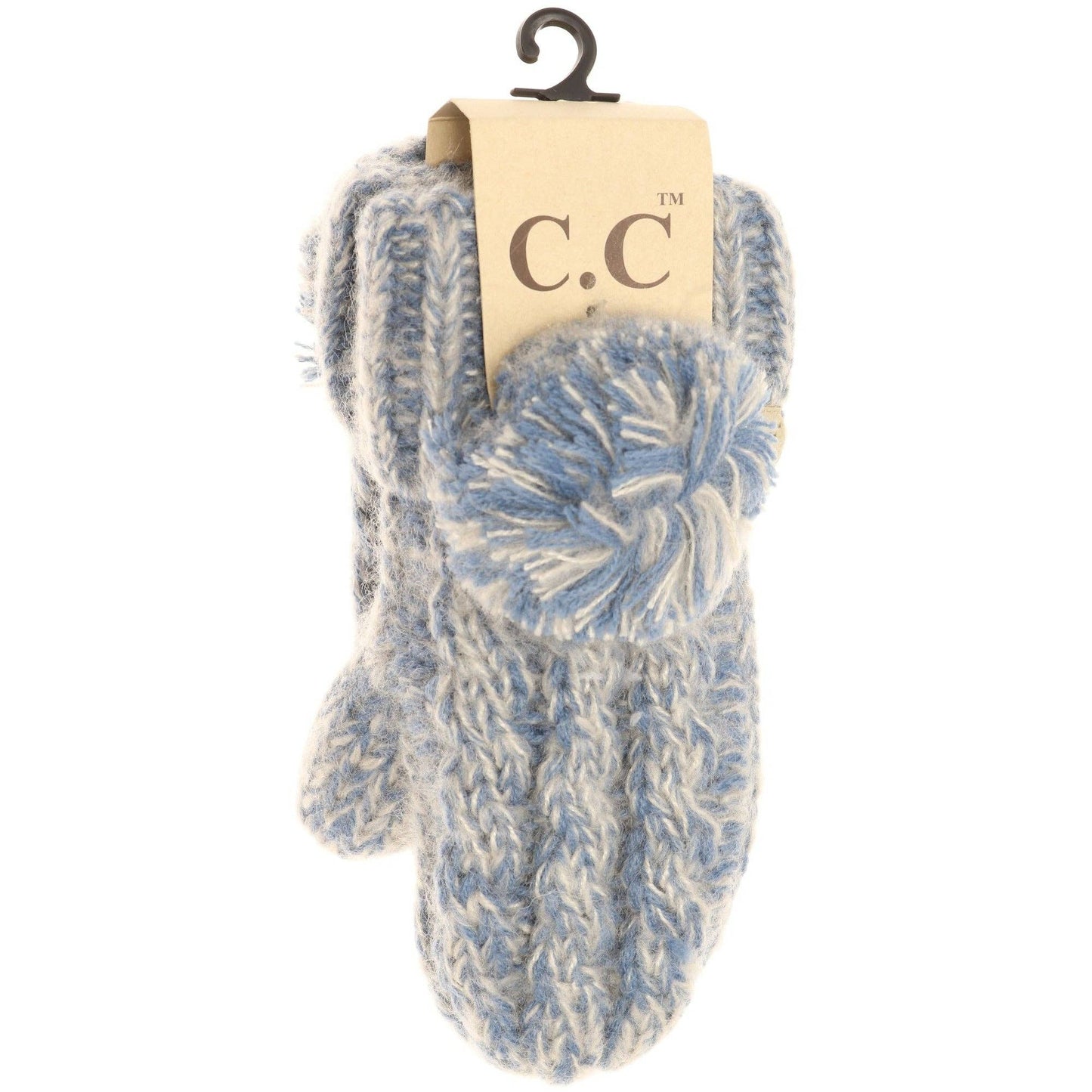 Kids CC Multi-Tone Double Pom Fuzzy Lined Mittens