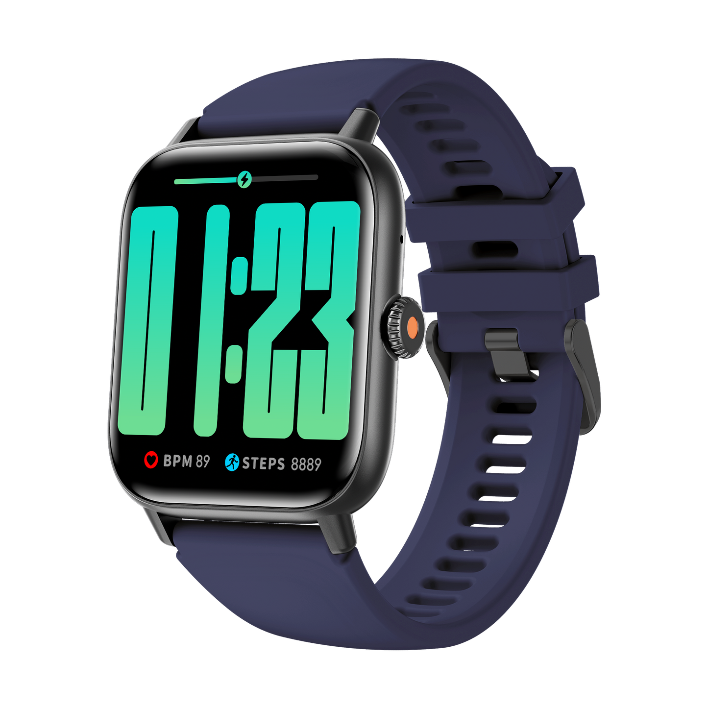 Smart Rectangle blue silicon watch works w/Android & Apple